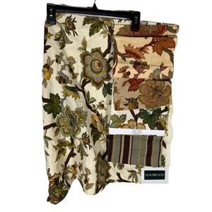 Designer Fabric Sample Dogwood Floral SP-695 Porcelain Linen Cream Brown Green